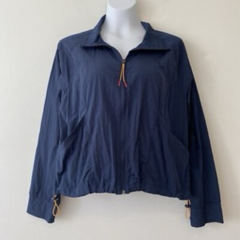 Te Verde Large Women's Navy Lightweight Packable Rain Jacket w Zipper MSRP $49